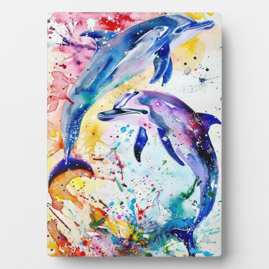 2頭のかわいらしイルカ フォトプラーク (正面)