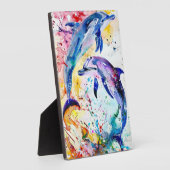 2頭のかわいらしイルカ フォトプラーク (側面)