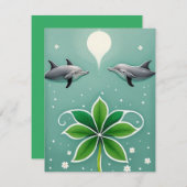 2頭のイルカが泳ぐ ノートカード (正面/裏面)