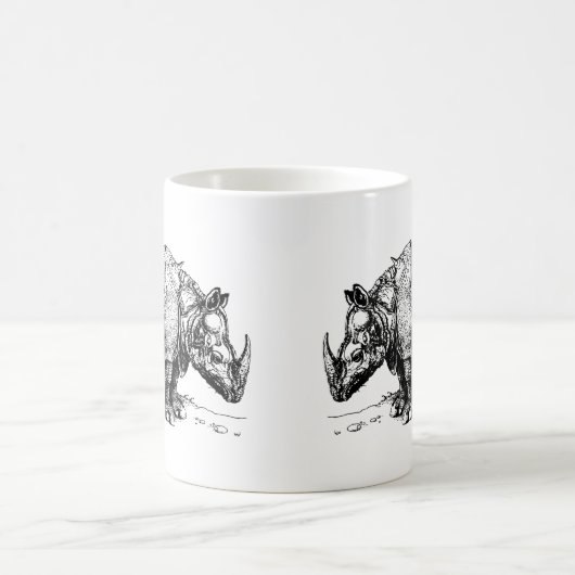 2頭のサイ コーヒーマグカップ (中央)