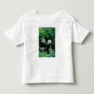 2頭のジャイアントパンダが竹を食べる、臥龍 トドラーTシャツ