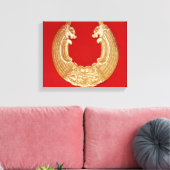 2頭のドラゴンとタオタイマスクのプラーク キャンバスプリント (インサイチュ (リビング))