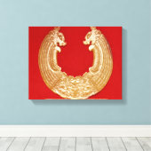 2頭のドラゴンとタオタイマスクのプラーク キャンバスプリント (インサイチュ (ウッドフロア))