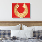 2頭のドラゴンとタオタイマスクのプラーク キャンバスプリント (インサイチュ (寝室))