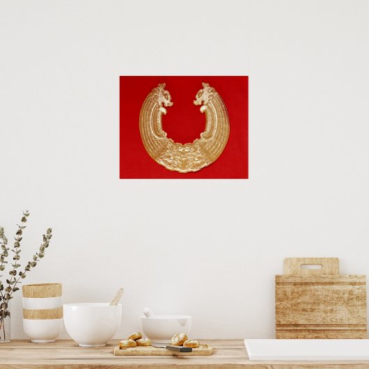 2頭のドラゴンとタオタイマスクのプラーク ポスター (キッチン)