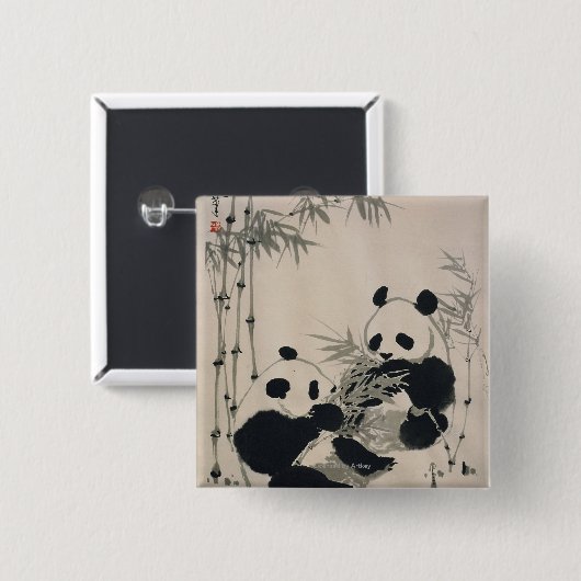 2頭のパンダ 缶バッジ (正面&裏面)