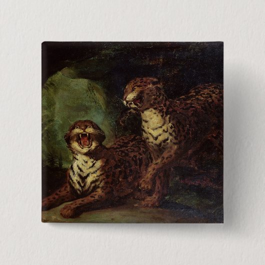 2頭のヒョウ、c. 1820年 缶バッジ (正面)