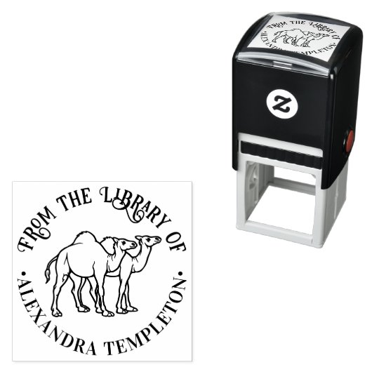 2頭のラクダの輪郭 ライブラリの本の名前 セルフインキングスタンプ (インサイチュ)