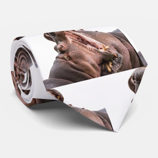 2頭の大きい口のカバのタイ ネクタイ (ロール)
