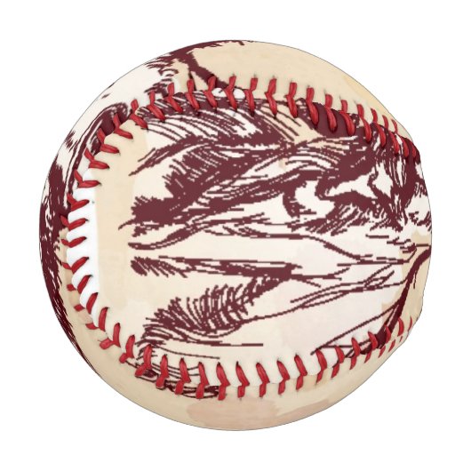 2頭の牛がスケッチと水彩のヴィンテージ 野球ボール (裏面右)