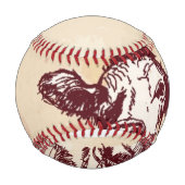 2頭の牛がスケッチと水彩のヴィンテージ 野球ボール (正面)