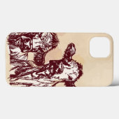 2頭の牛の手描きスケッチと水色ヴィンテージ Case-Mate iPhoneケース (裏面 (横))