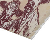 2頭の牛手の引くことのスケッチ及び水彩画のヴィンテージ カッティングボード (角)