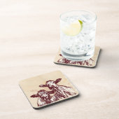 2頭の牛手の引くことのスケッチ及び水彩画のヴィンテージ コースター (右側)