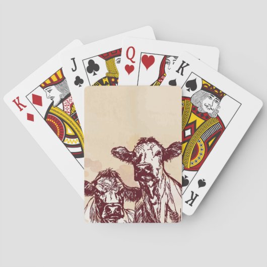 2頭の牛手の引くことのスケッチ及び水彩画のヴィンテージ トランプ (裏面)