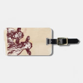 2頭の牛手の引くことのスケッチ及び水彩画のヴィンテージ ラゲッジタグ (正面横)