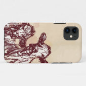 2頭の牛手の引くことのスケッチ及び水彩画のヴィンテージ Case-Mate iPhoneケース (裏面(横))