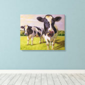 2頭の牛 キャンバスプリント (インサイチュ (ウッドフロア))