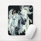 2頭の白いアラビアの馬のマウスパッド マウスパッド (マウス)