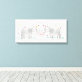 2頭の象と1頭のサル キャンバスプリント (インサイチュ (ウッドフロア))
