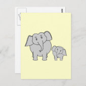 2頭の象。かわいい大人とベビー漫画。 ポストカード (正面/裏面)