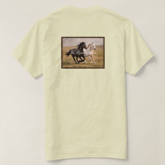 2頭の走馬の威厳のあるT-Shの額縁 Tシャツ (デザイン裏面)