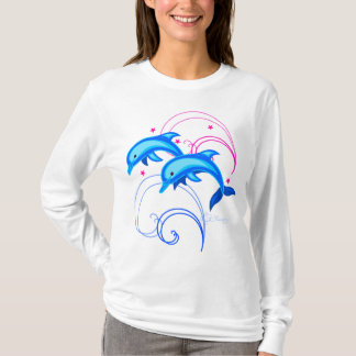 2頭の跳躍のイルカ Tシャツ
