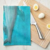 2頭の遊イルカの野生と自由の海 キッチンタオル (四つ折り)