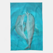 2頭の遊イルカの野生と自由の海 キッチンタオル (縦)