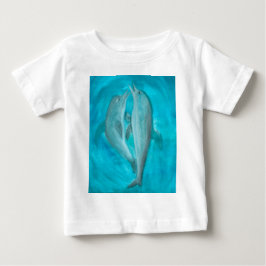 2頭の遊イルカの野生と自由の海 ベビーTシャツ