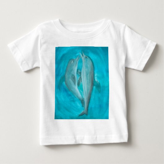2頭の遊イルカの野生と自由の海 ベビーTシャツ (正面)