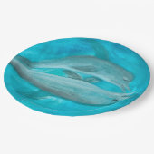 2頭の遊イルカの野生と自由の海 ペーパープレート (アングル)