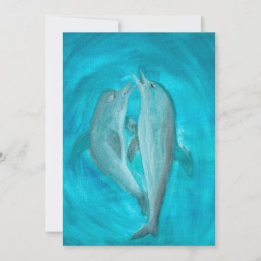 2頭の遊イルカの野生と自由の海 招待状 (正面)