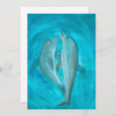 2頭の遊イルカの野生と自由の海 招待状 (正面/裏面)