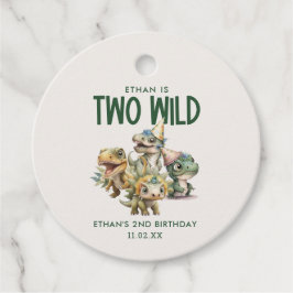2頭の野生のかわいい恐竜2ndバースデーパーティーのお願い フェイバータグ
