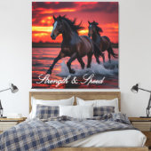 2頭の野馬が燃え盛る空を駆け抜ける キャンバスプリント (インサイチュ (寝室))
