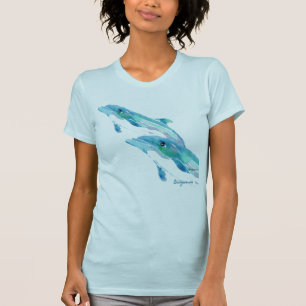 2頭の青いイルカのTシャツ Tシャツ