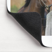 2頭の馬がフェンスの柱を噛む マウスパッド (コーナー)