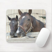 2頭の馬がフェンスを噛む マウスパッド (マウス)