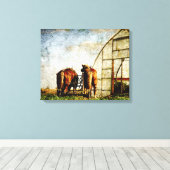 2頭の馬が就労可能 キャンバスプリント (インサイチュ (ウッドフロア))