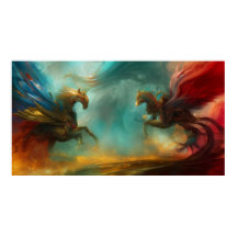 2頭の馬が駆けモダン回る抽象芸術アート2