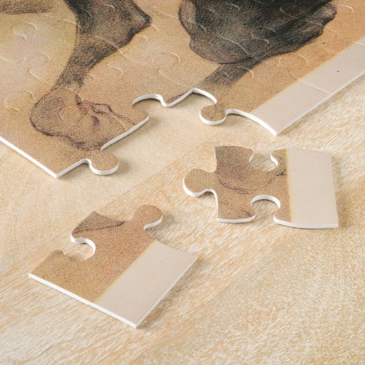 2頭の馬にまたがった男たちとサーカスのレース。 ジグソーパズル (側面)