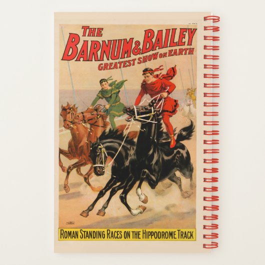 2頭の馬にまたがった男たちとサーカスのレース。 ノートブック (裏面)