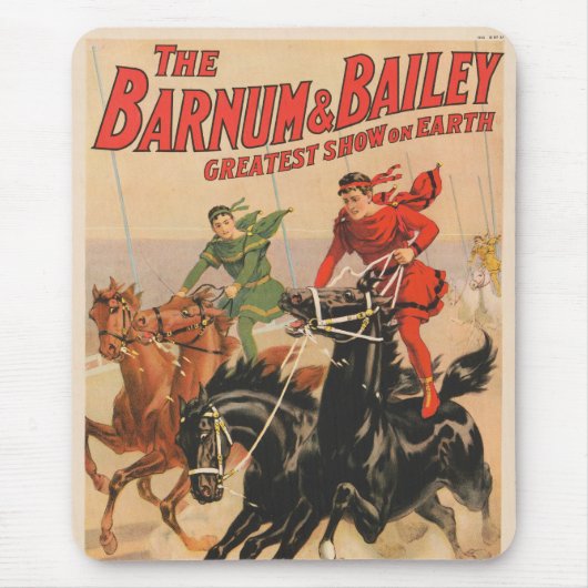 2頭の馬にまたがった男たちとサーカスのレース。 マウスパッド (正面)