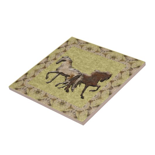 2頭の馬のタイル タイル (側面)