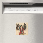 2頭の馬の磁石を持つ女性 マグネット (インサイチュ (食洗機))