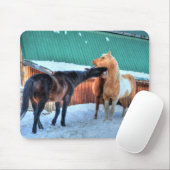 2頭の馬の遊びおもしろい撮ウマ科の影 マウスパッド (マウス)
