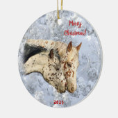 2頭の馬の雪のセラミックオーナメント セラミックオーナメント (左)