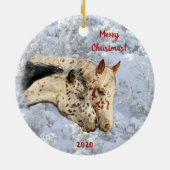 2頭の馬の雪のセラミックオーナメント セラミックオーナメント (裏面)