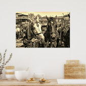 2頭の馬ポスター ポスター (キッチン)